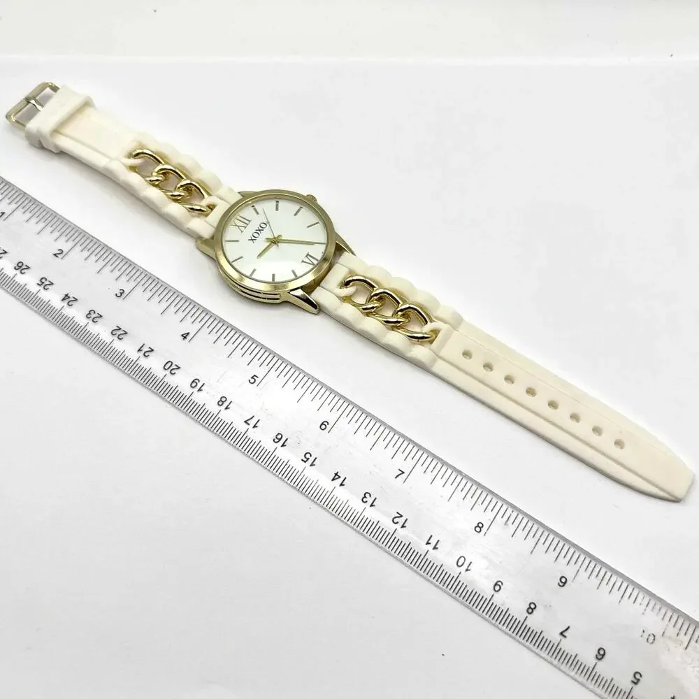 White & Gold XOXO Men's Watch
